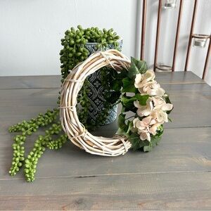 Eclectic Revival Easter Floral Embellished Egg Shaped Straw Wreath